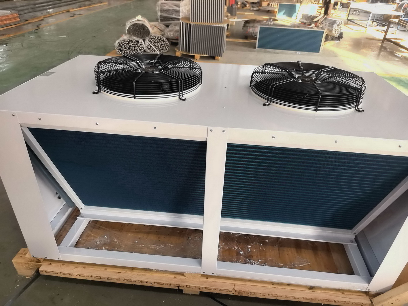 Small V Type Dry Cooler with AC Fan for Packaging Factory Cooling Applications